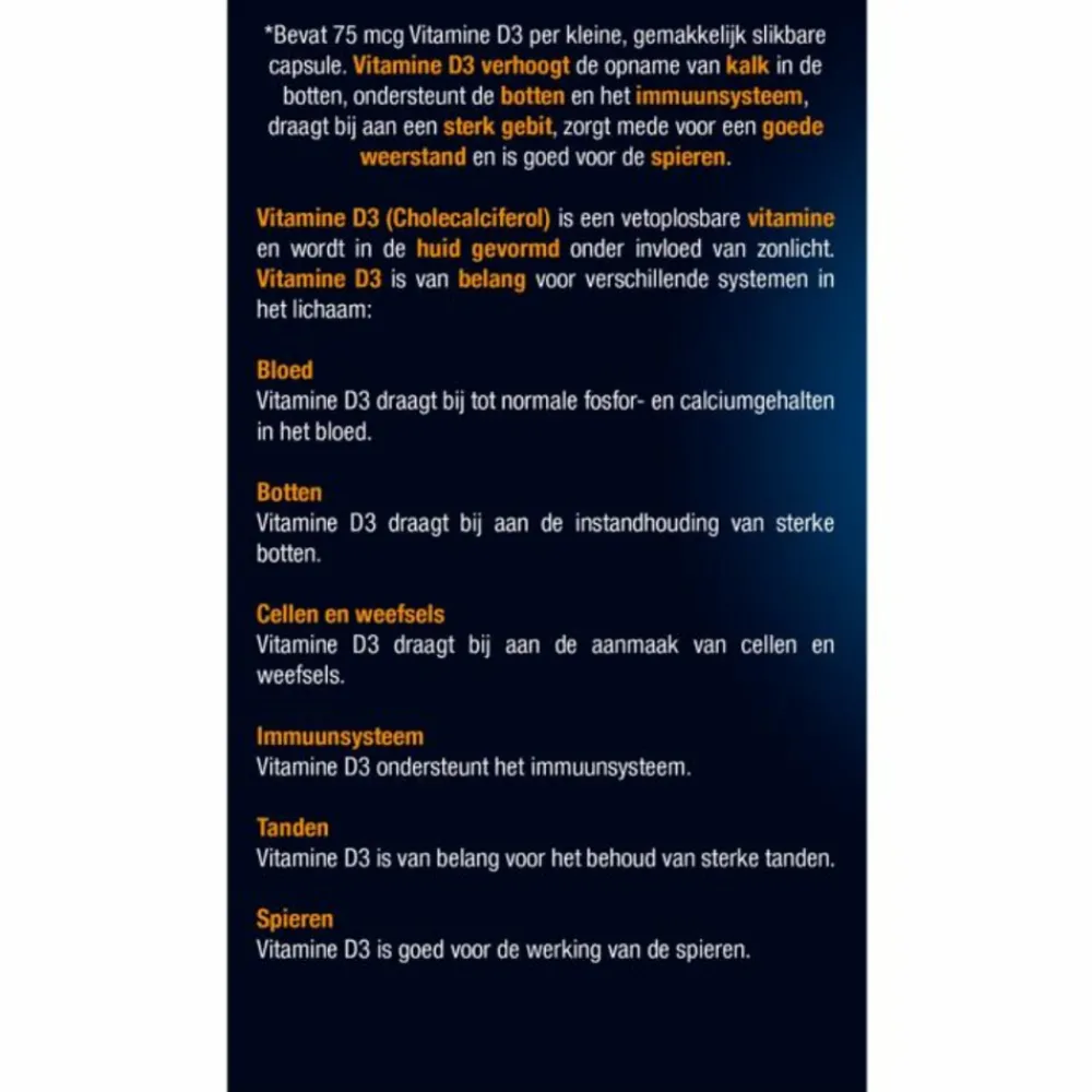 2x Vitamine D3 D3 75mcg (3000IE) Forte 365 capsules^Lucovitaal Hot