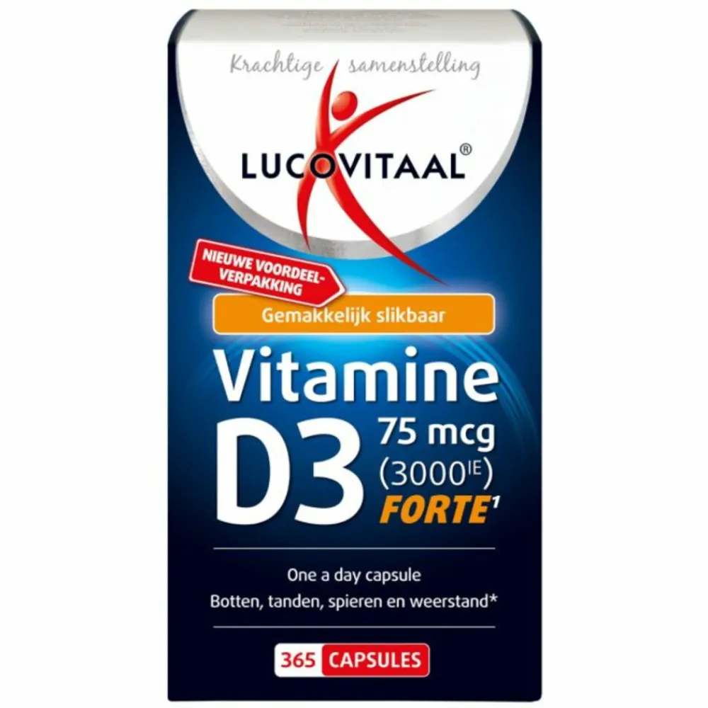 Online 3x Vitamine D3 D3 75mcg (3000IE) Forte 365 capsules Vitaminen