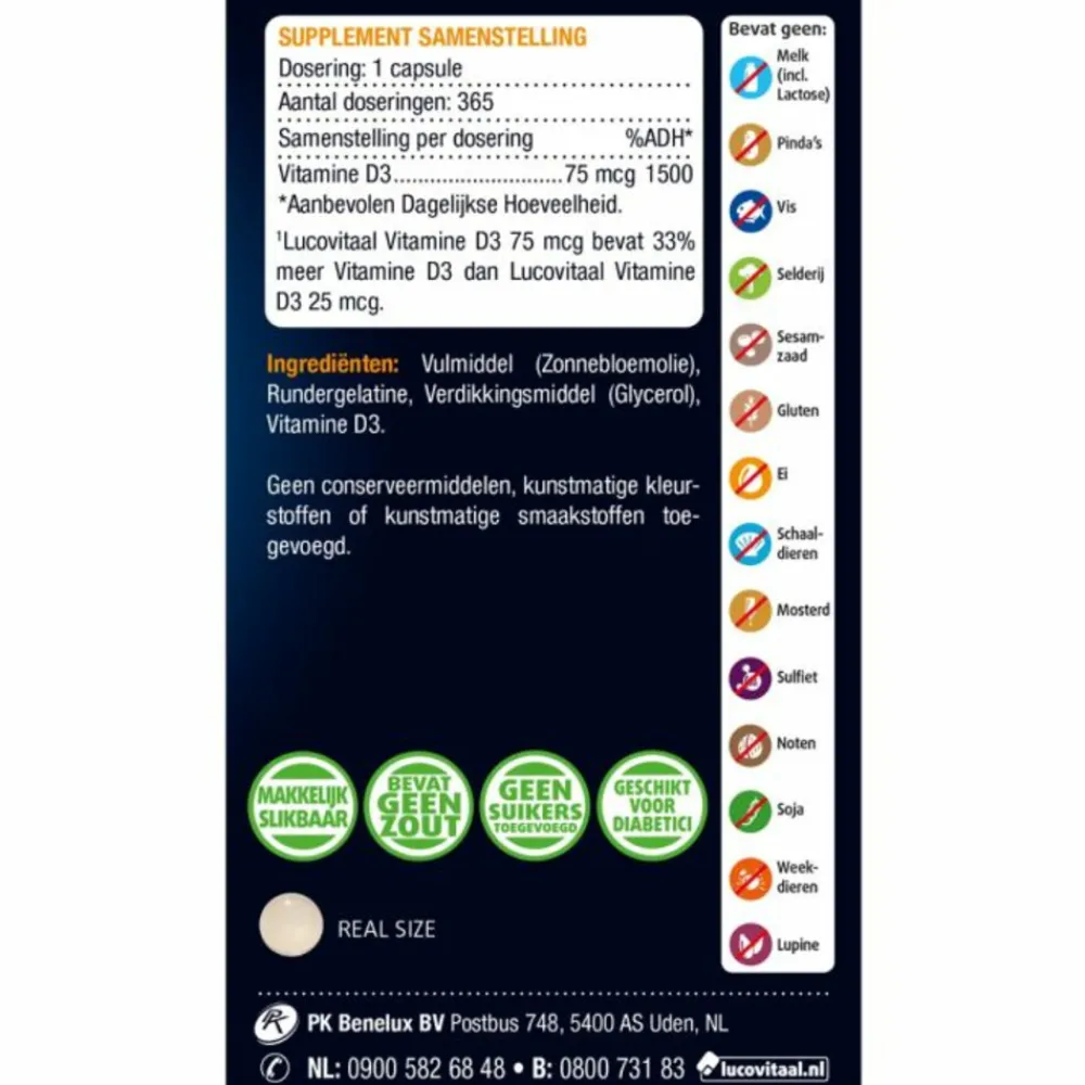 Online 3x Vitamine D3 D3 75mcg (3000IE) Forte 365 capsules Vitaminen