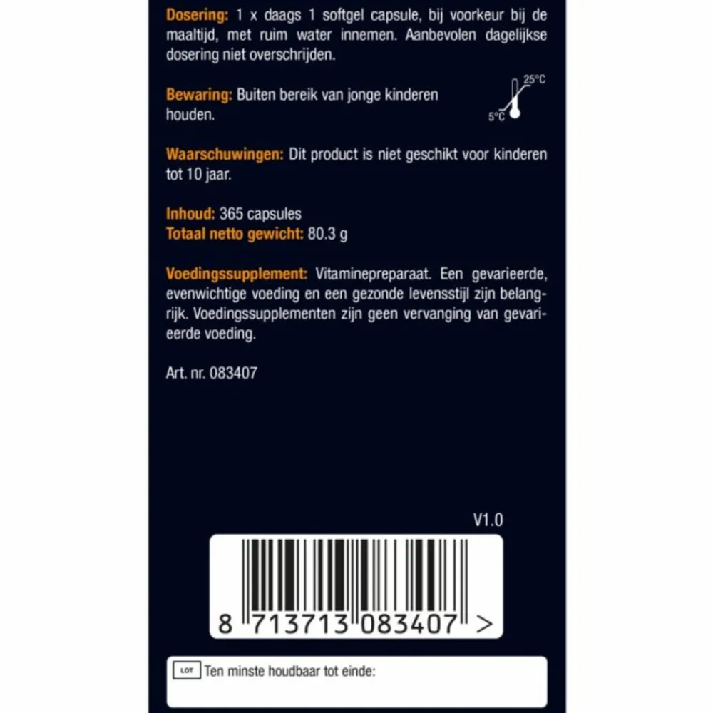 Online 3x Vitamine D3 D3 75mcg (3000IE) Forte 365 capsules Vitaminen