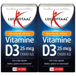 Vitaminen<Lucovitaal 2x Vitamine D3 25mcg 120 capsules