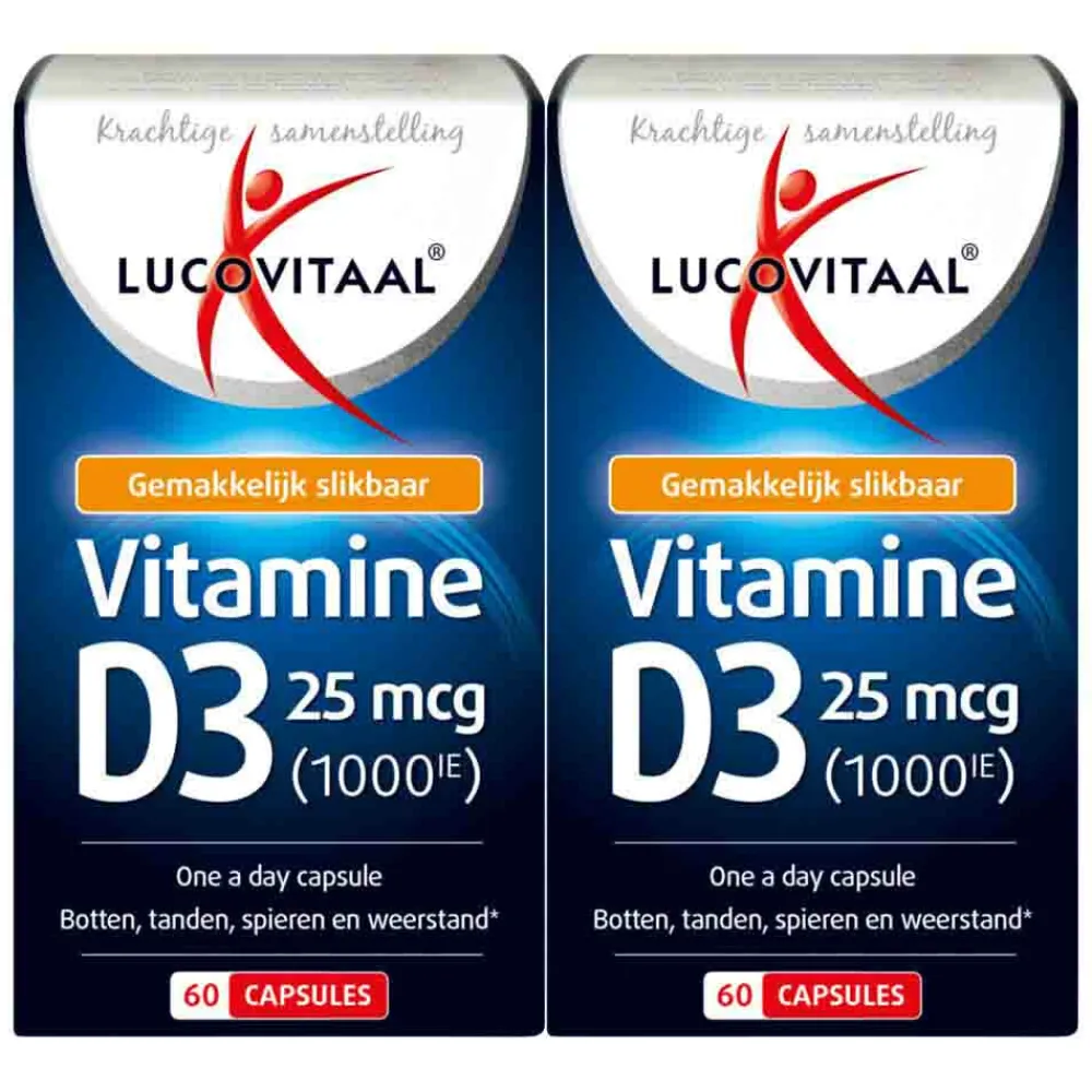 New 2x Vitamine D3 25mcg 60 capsules Vitaminen