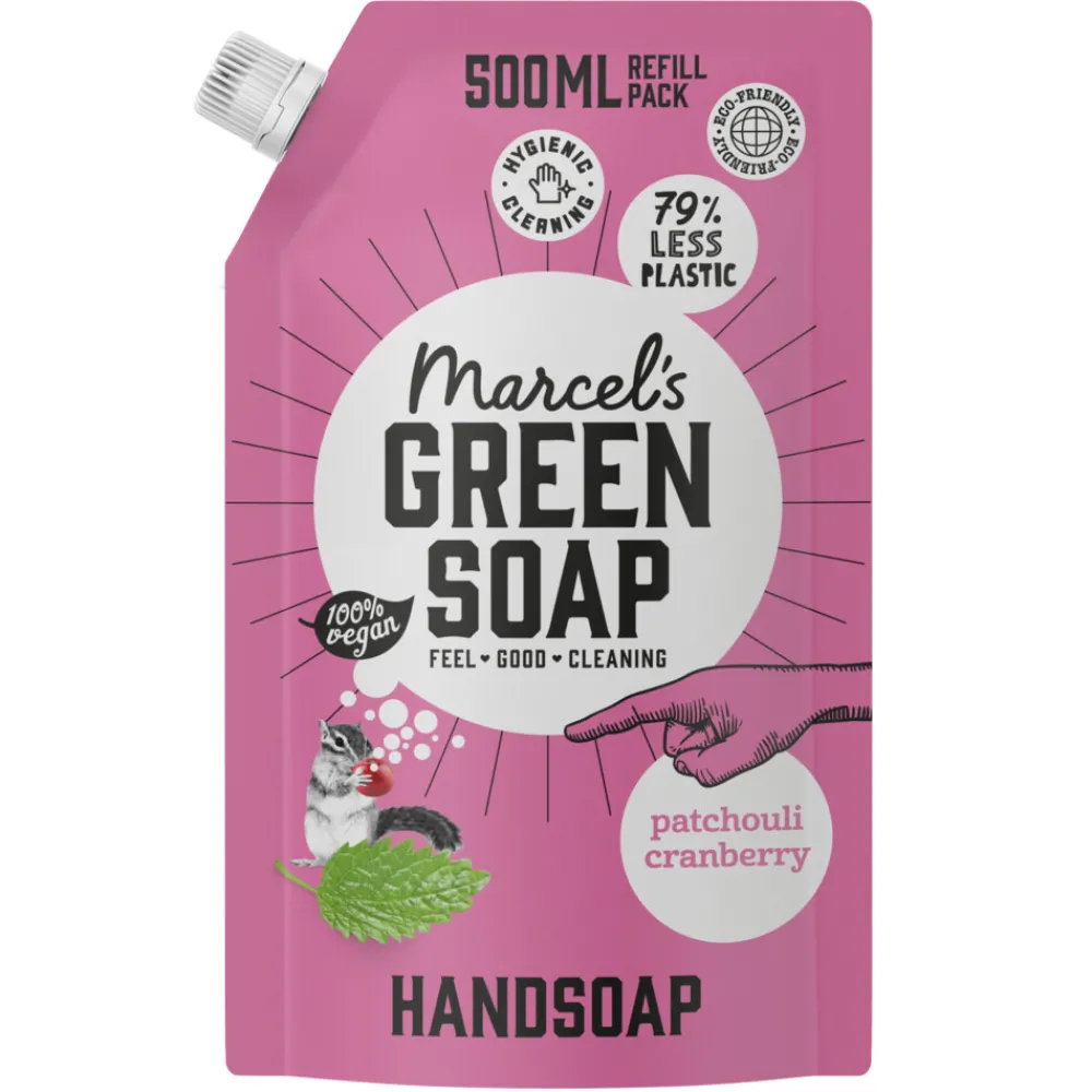 6x Marcel's Green Soap Handzeep Patchouli & Cranberry Navul Stazak 500 ml^Marcels Green Soap Hot