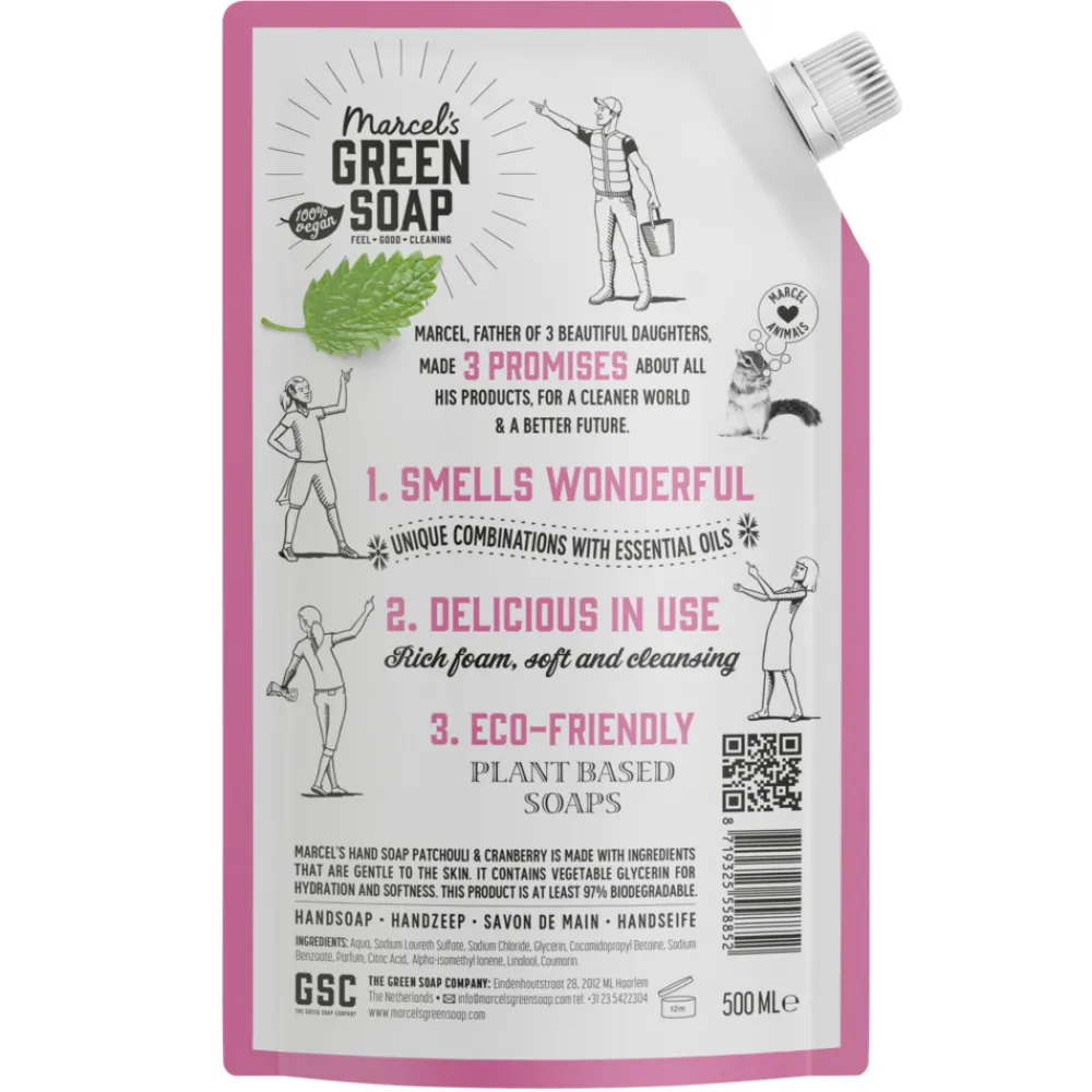 6x Marcel's Green Soap Handzeep Patchouli & Cranberry Navul Stazak 500 ml^Marcels Green Soap Hot