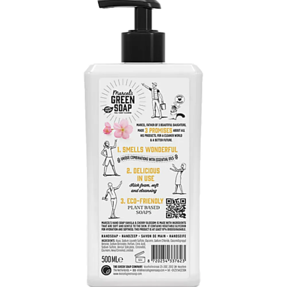 Best 6x Marcel's Green Soap Handzeep Vanille & Cherry Blossom 500 ml Keukenartikelen