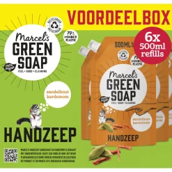 Handverzorging<Marcels Green Soap 6x Marcel's Green Soap Handzeep Sandelhout & Kardemon Navul Stazak 500 ml