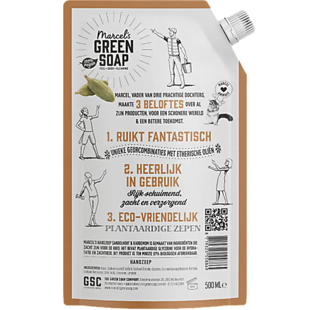 Handverzorging<Marcels Green Soap 6x Marcel's Green Soap Handzeep Sandelhout & Kardemon Navul Stazak 500 ml