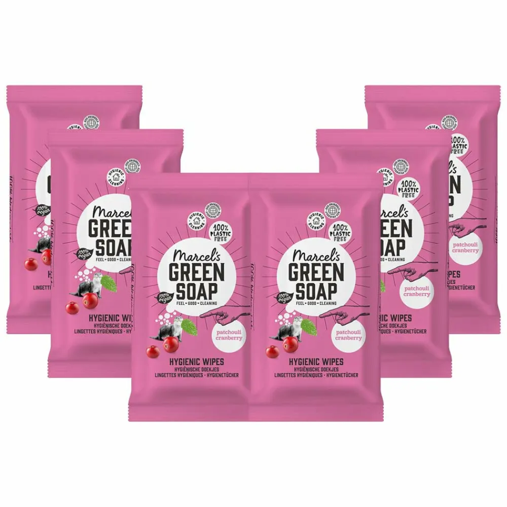 Best 6x Marcel's Green Soap Schoonmaakdoekjes Patchouli & Cranberry 60 stuks Schoonmaakdoekjes