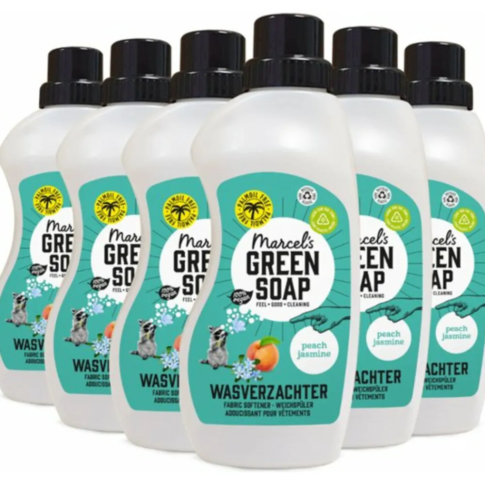 Outlet 6x Marcel's Green Soap Wasverzachter Perzik & Jasmijn 30 Wasbeurten 750 ml Wasverzachter
