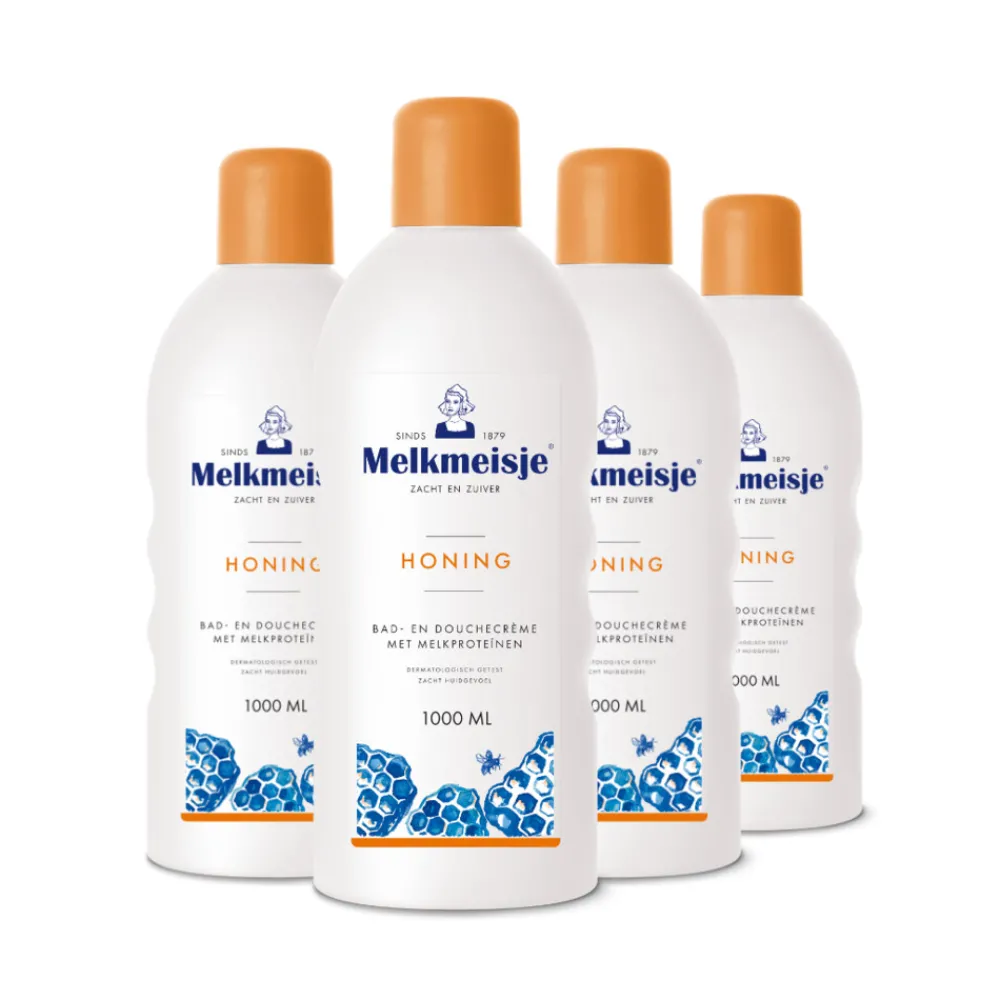 4x Bad en Douche Crème Honing 1000 ml^Melkmeisje Sale