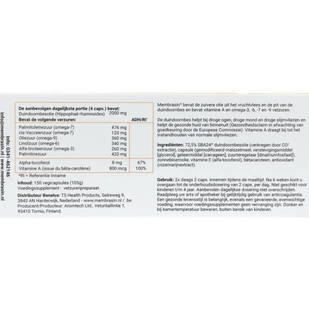 Voor Vrouw Of Man|Speciale Bestanddelen<Membrasin 2x Duindoornbesolie 150 capsules
