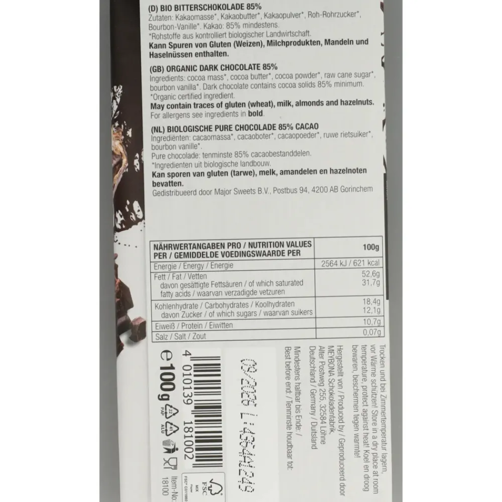 6x Choco Puur 85% Bio 100 gr^Meybona
