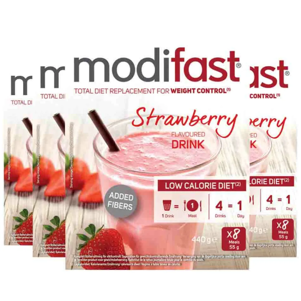 4x Intensive Milkshake Aardbei 8 x 55 gr^Modifast Hot