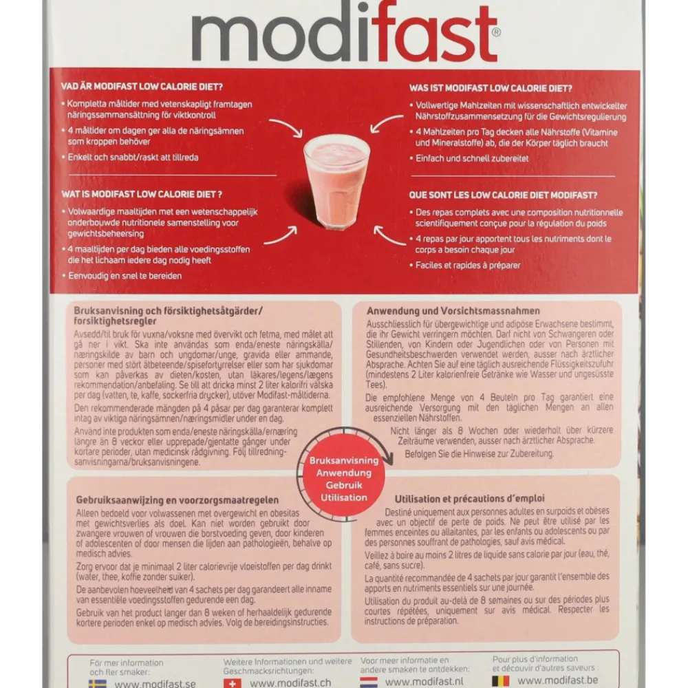 4x Intensive Milkshake Aardbei 8 x 55 gr^Modifast Hot