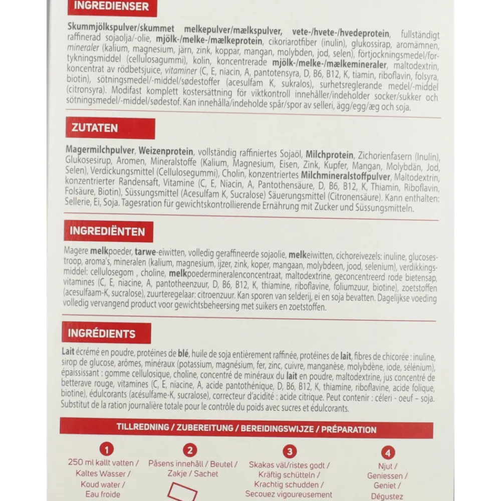 4x Intensive Milkshake Aardbei 8 x 55 gr^Modifast Hot