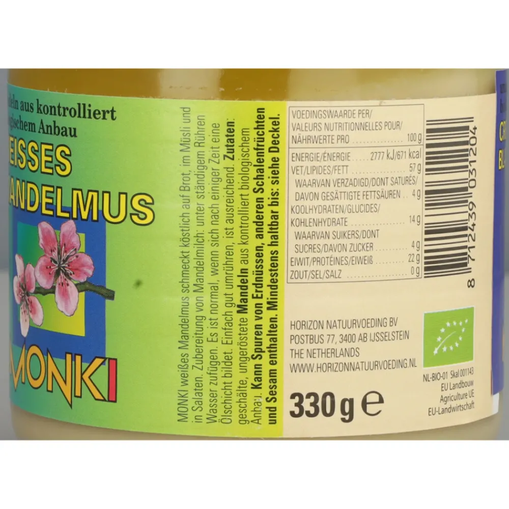 6x Amandelpasta Wit Bio 330 gr^Monki Hot