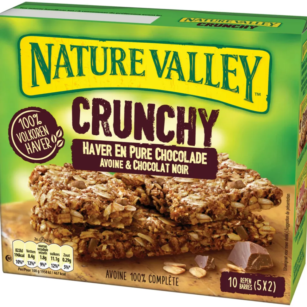 Lactosevrij|Snacks & Tussendoortjes<Nature Valley 5x Crunchy Haver en Pure Chocolade 5x2 stuks