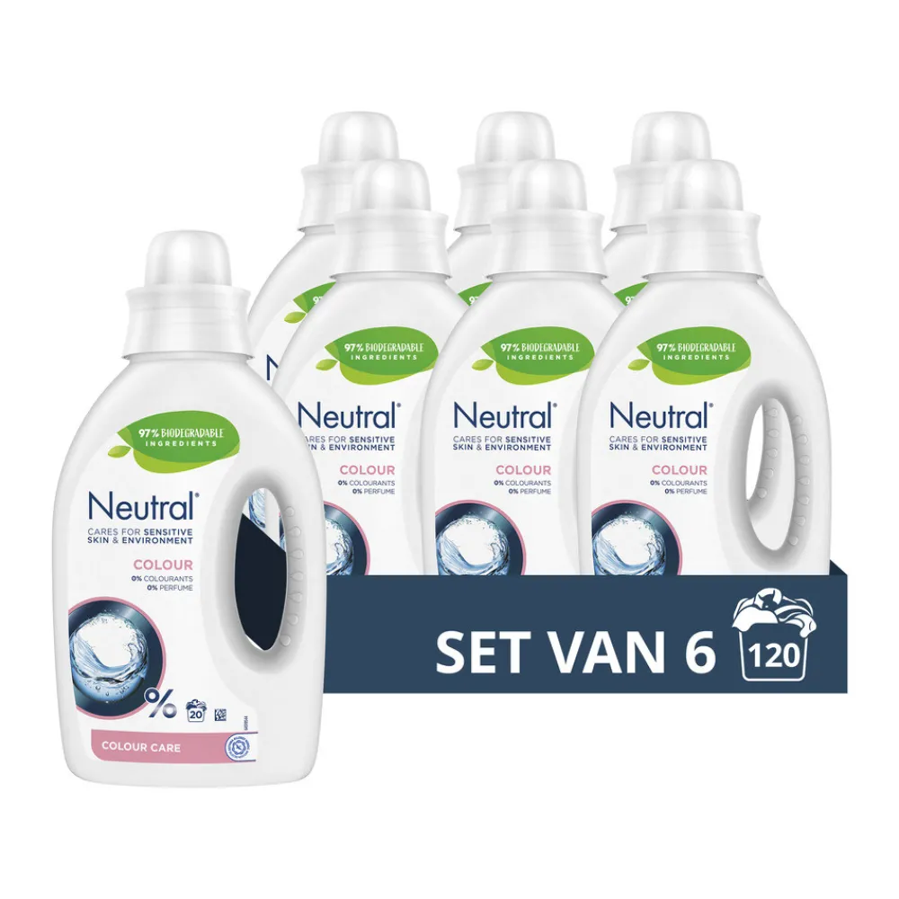 6x Vloeibaar Wasmiddel Kleur 20 Wasbeurten 1 liter^Neutral Discount