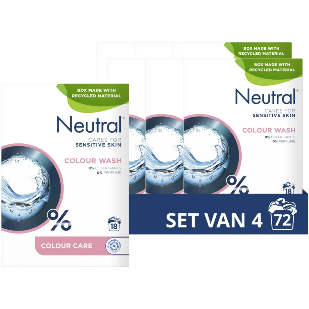 Hot 4x Waspoeder Kleur 18 Wasbeurten 1,187 kg Wasmiddel