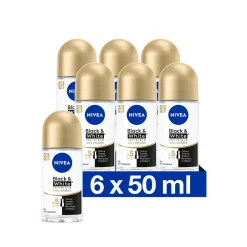 Deodorant<NIVEA 6x Deodorant Roller Black & White Silky Smooth 50 ml