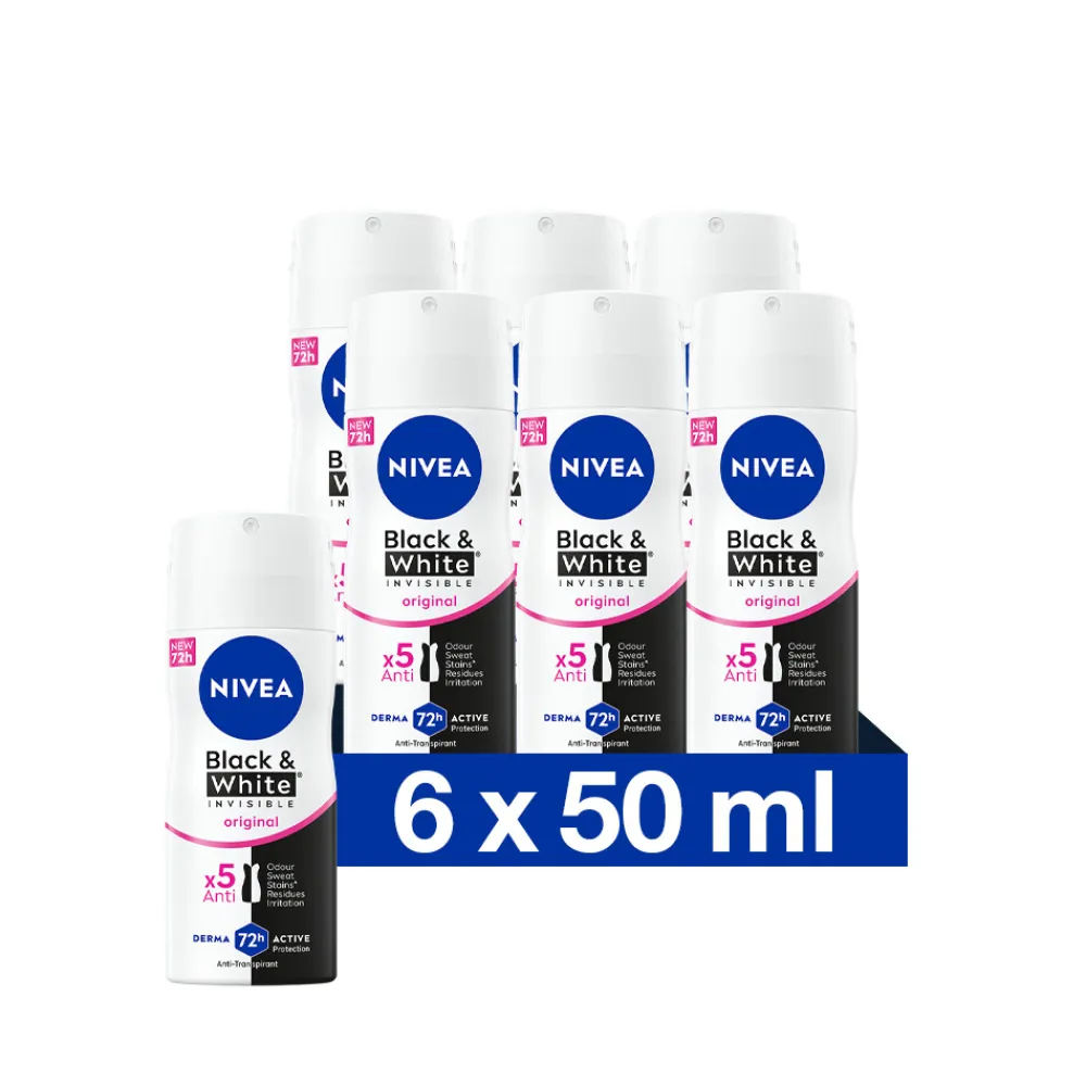 6x Deodorant Spray Invisible For Black & White 100 ml^NIVEA Best
