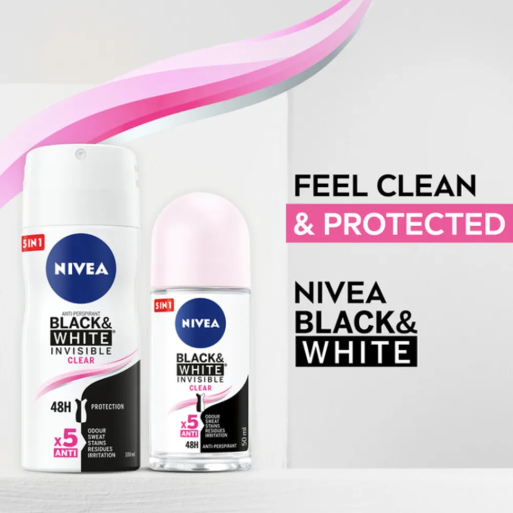 6x Deodorant Spray Invisible For Black & White 100 ml^NIVEA Best
