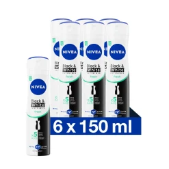 Deodorant<NIVEA 6x Deodorant Spray Invisible Fresh For Black & White 150 ml