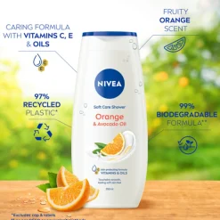 Bad & Douche<NIVEA 6x Douchecrème Orange en Avocado 250 ml