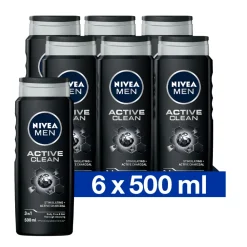 Bad & Douche<NIVEA Men 6x Douchegel Active Clean 500 ml