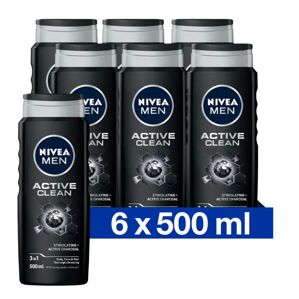 Bad & Douche<NIVEA Men 6x Douchegel Active Clean 500 ml