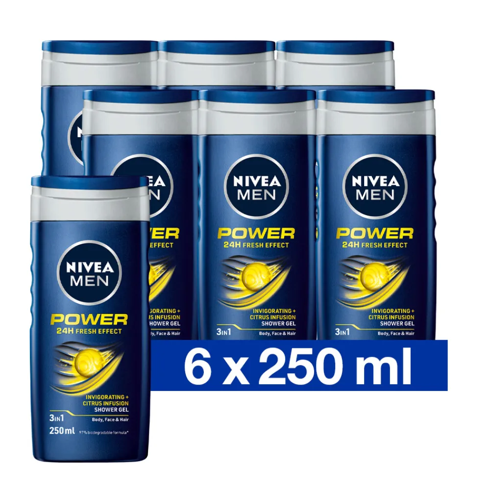 6x Douchegel Power Refresh 250 ml^NIVEA Men Outlet
