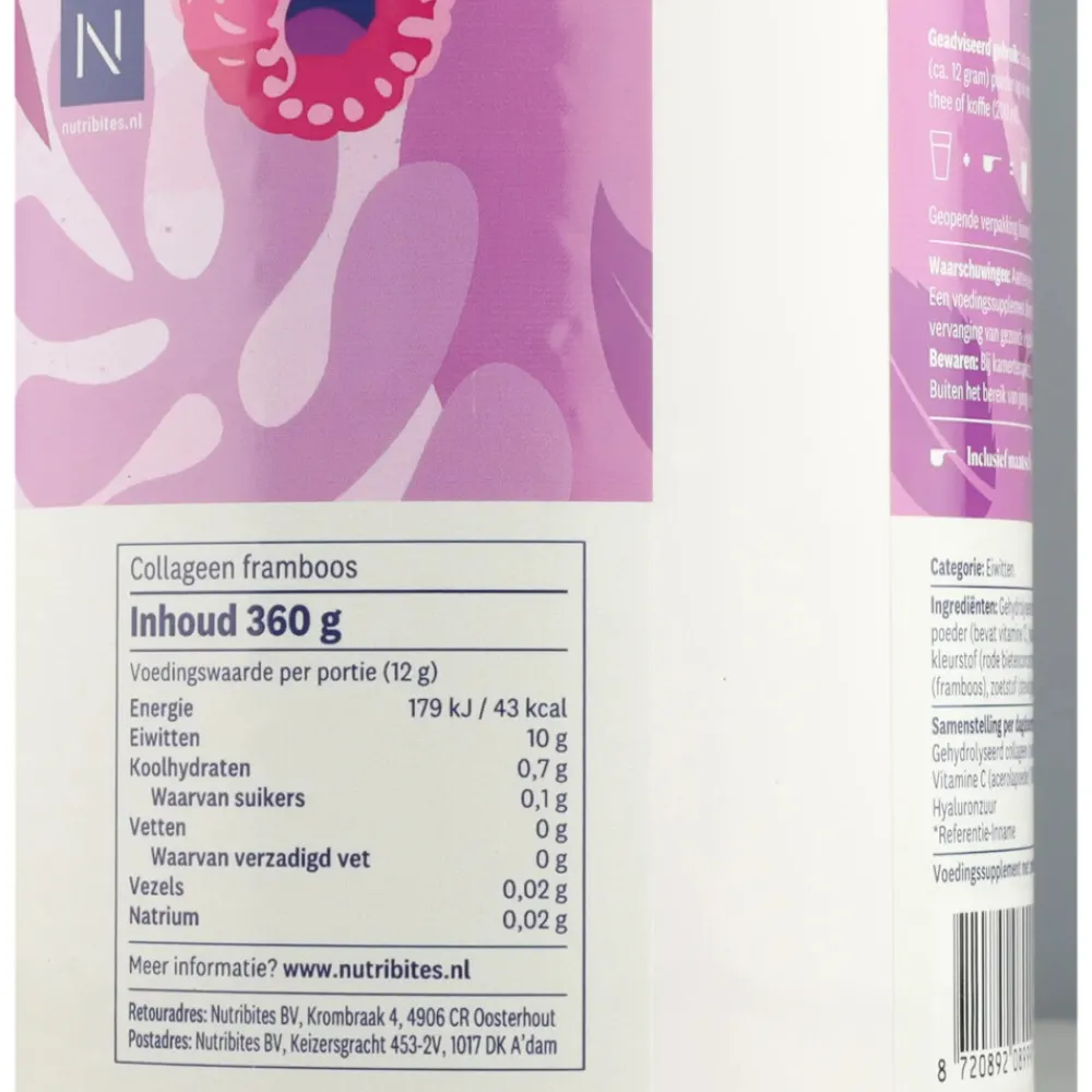 2x Collageen Framboos Poeder 360 gr^Nutribites Clearance
