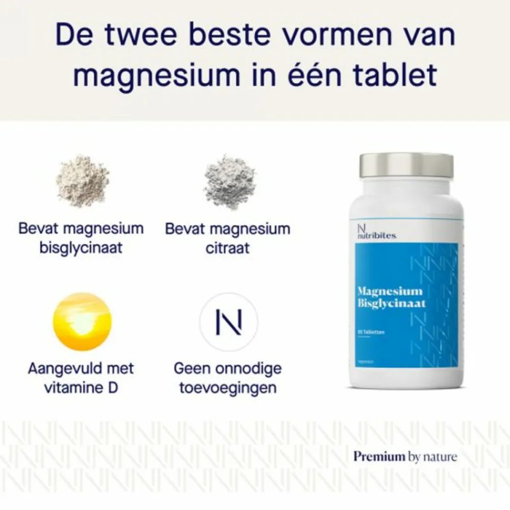 2x Magnesium Bisglycinaat 60 tabletten^Nutribites Outlet