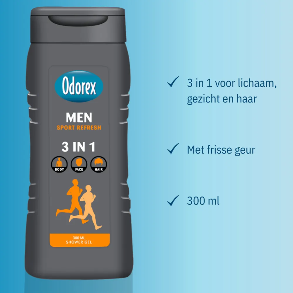 6x Douchegel For Men 3-in-1 Sport Refresh 300 ml^Odorex Sale