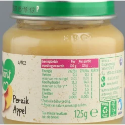 Sale 6x 1e Fruithapje 4m Perzik Appel 125 gr Baby & Peutervoeding