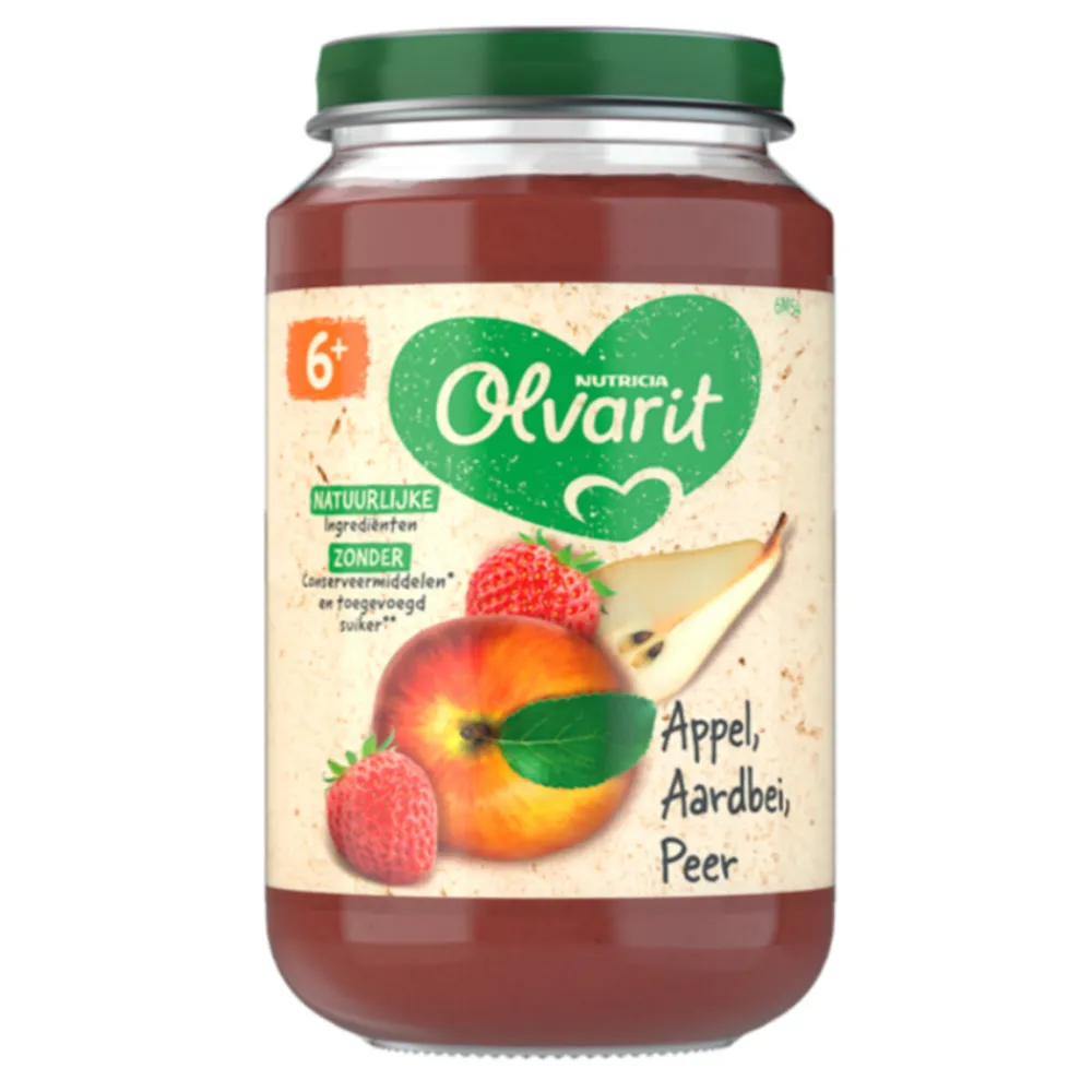 Sale 6x Fruithapje 6m Appel Aardbei Peer 200 gr Baby & Peutervoeding