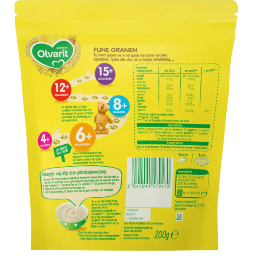 5x Granenpap Fijne Granen 6+ Maanden 200 gr^Olvarit Online