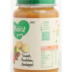 6x Maaltijd 6m Tomaat Rundvlees Aardappel Wortel 200 gr^Olvarit Hot