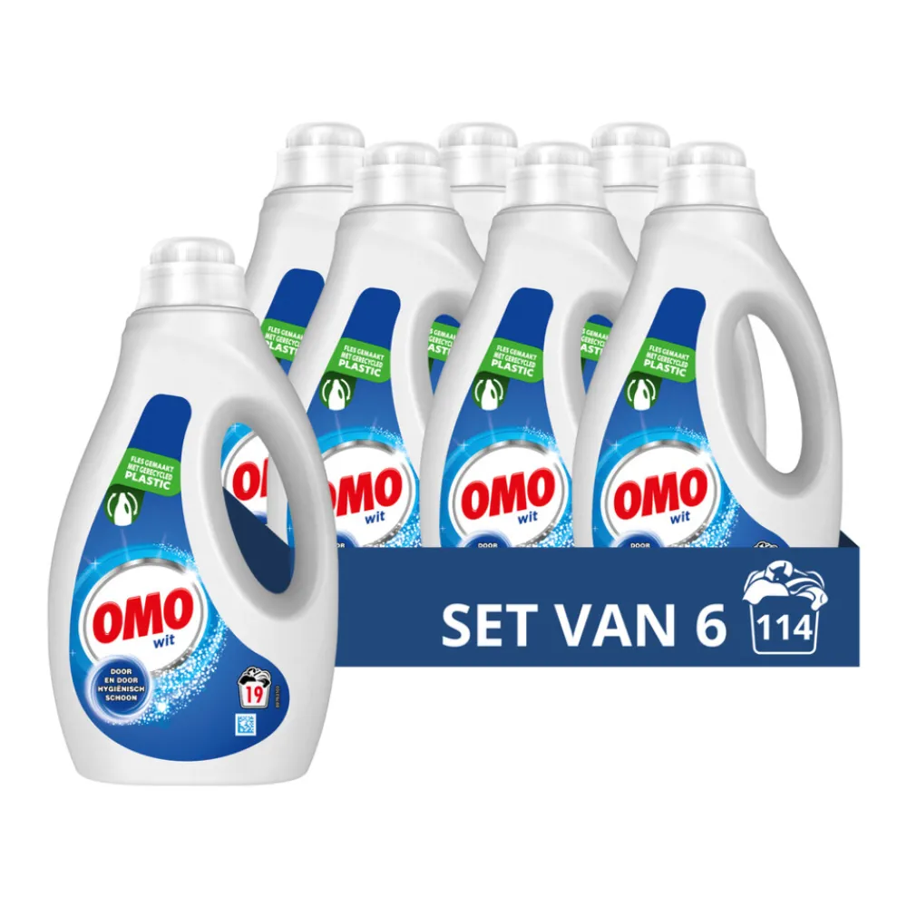 Clearance 6x Vloeibaar Wasmiddel Wit 19 Wasbeurten 950 ml Wasmiddel