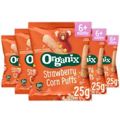 New 5x Babysnack 6+m Strawberry Corn Puffs 25 gr Baby & Peutervoeding
