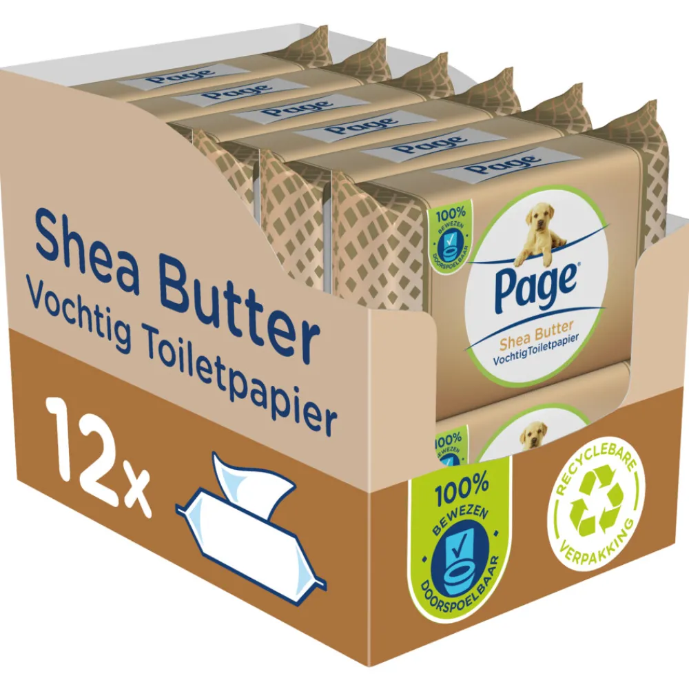 Clearance 12x Vochtig Toiletpapier Shea Butter 38 stuks Toiletpapier|Toiletartikelen