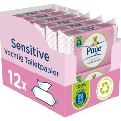 12x Vochtig Toiletpapier Sensitive 38 stuks^Page Clearance