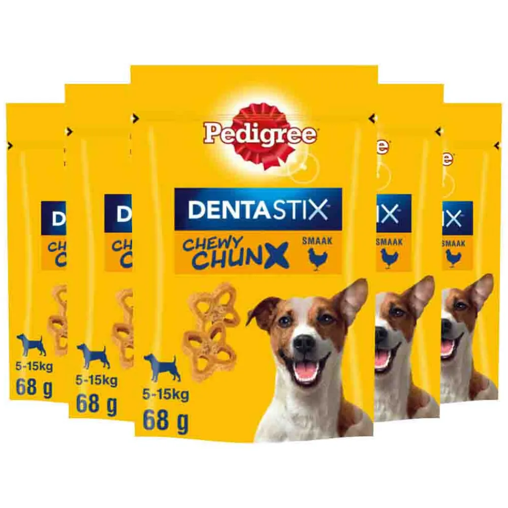 5x Dentastix Chewy Chunx Hondensnacks Mini Kip 68 gr^Pedigree Best