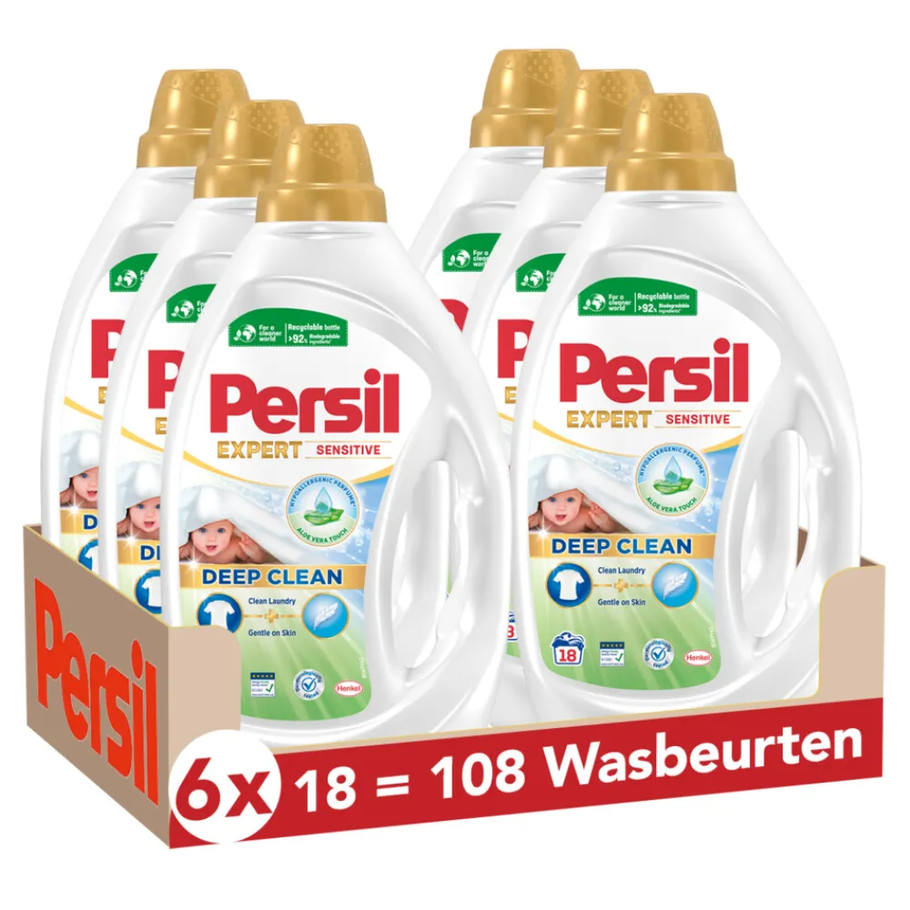 6x Wasmiddel Expert Sensitive 18 Wasbeurten 810 ml^Persil New