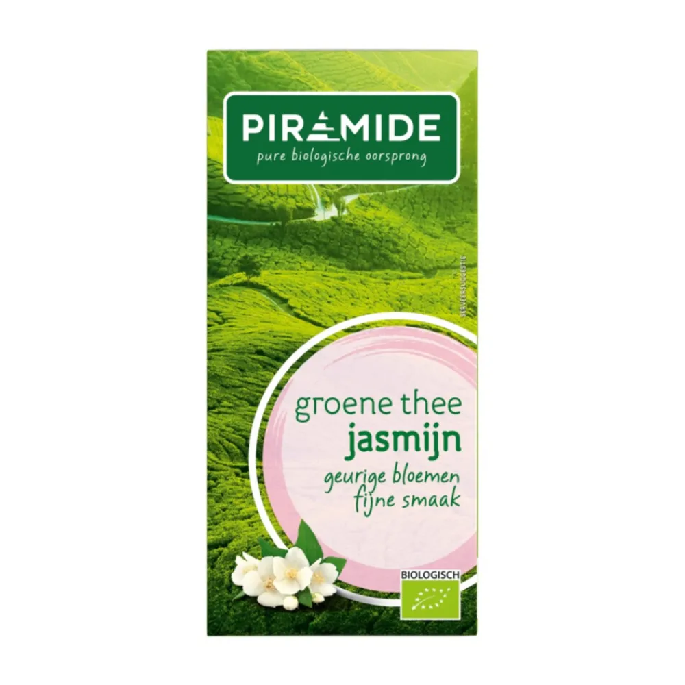 3x Biologische Groene Theezakjes Jasmijn 20 stuks^Piramide Outlet