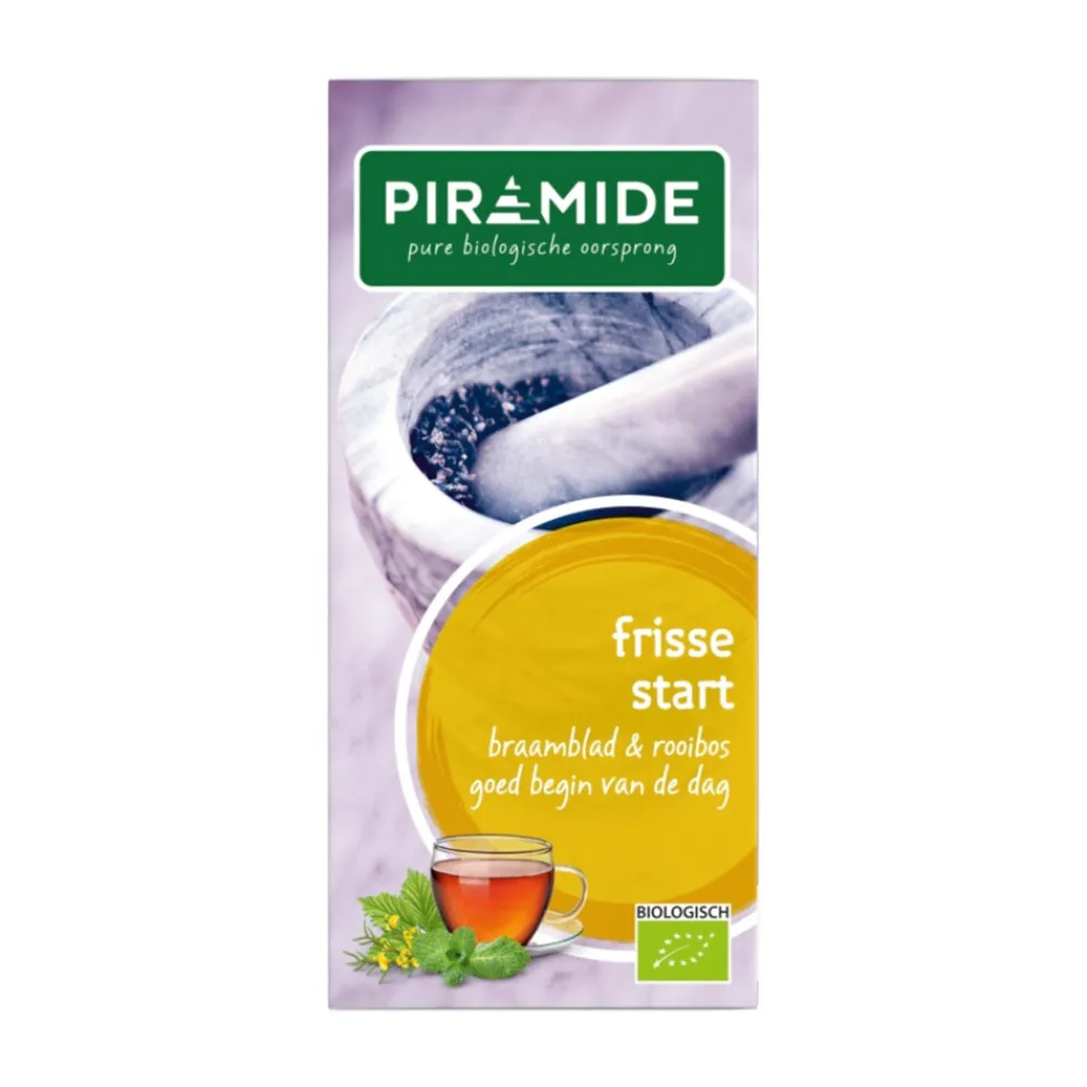 Thee<Piramide 3x Biologische Theezakjes Frisse Start 20 stuks