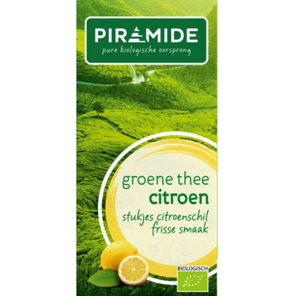 Thee<Piramide 3x Groene Thee Bio Citroen 20 stuks