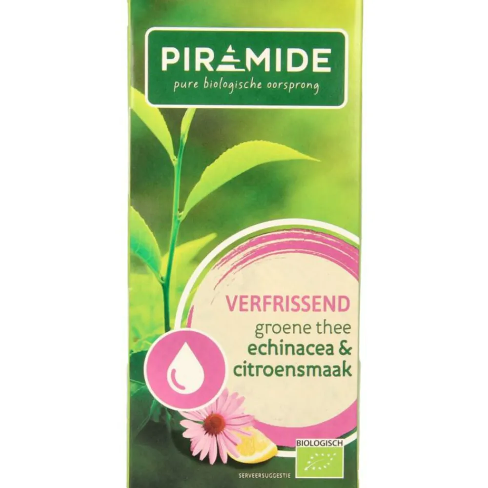 Thee<Piramide 4x Groene Thee Verfrissend Citroen & Echinacea 20 stuks