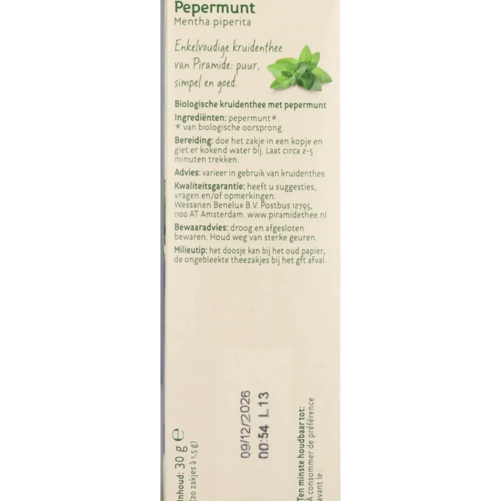3x Kruidenthee Bio Pepermunt 20 stuks^Piramide