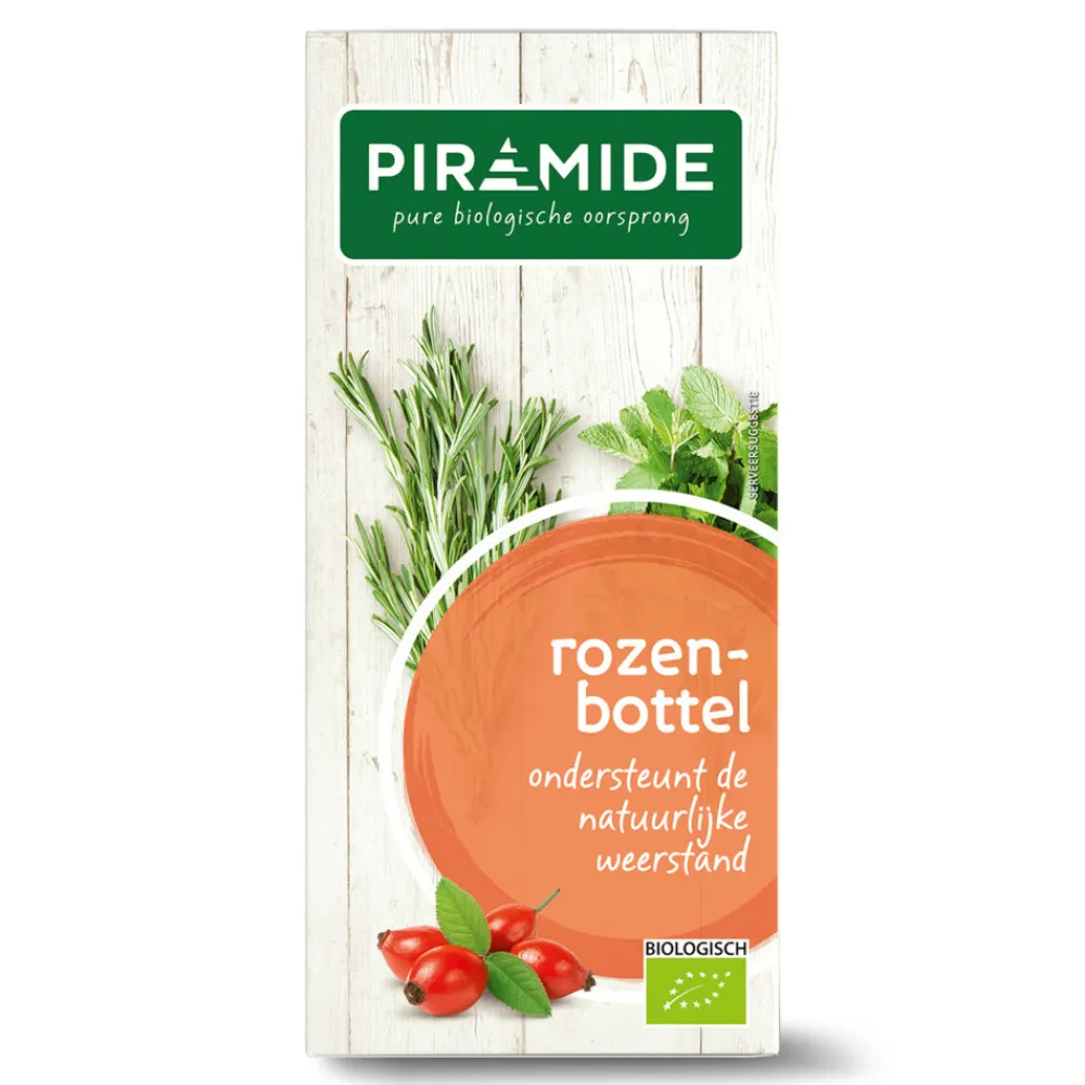 Thee<Piramide 3x Kruidenthee Bio Rozenbottel 20 stuks